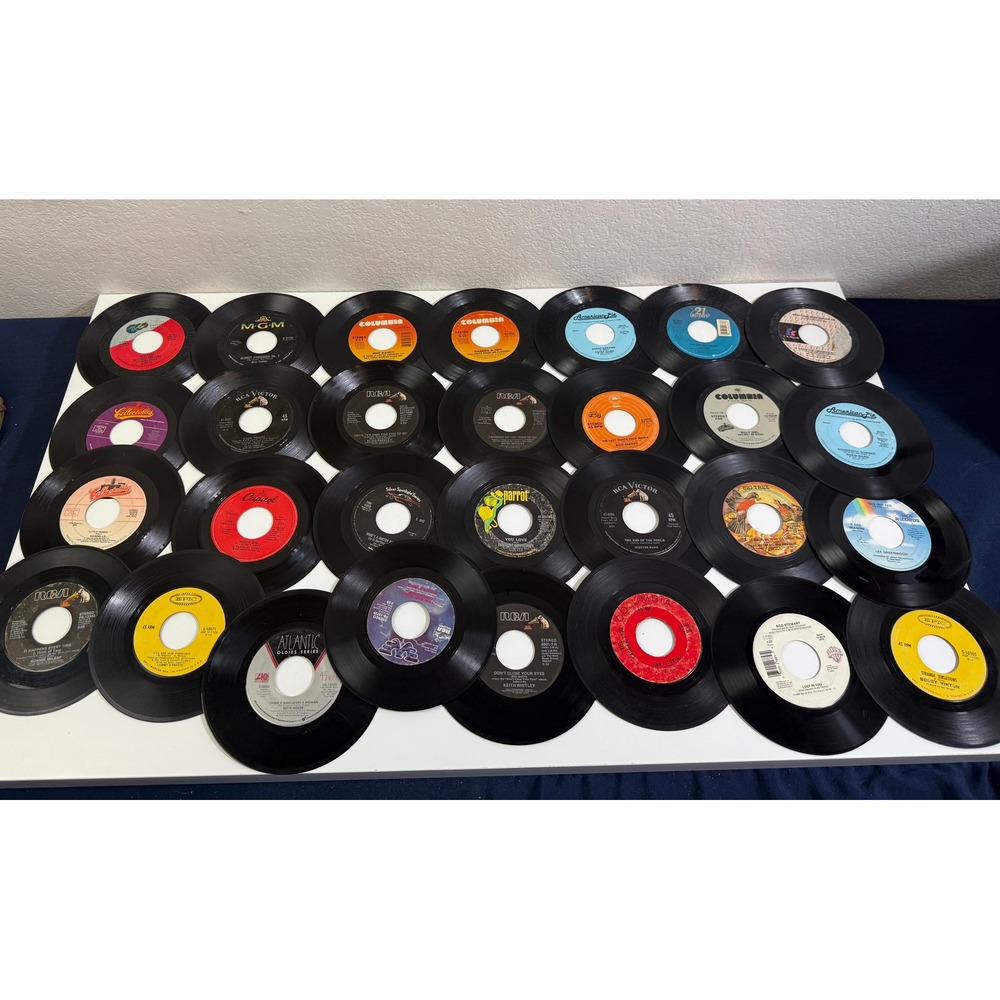Lot of 28 Vintage 45 RPM Vinyl Records Mixed Artists Labels 7 Inch Singles